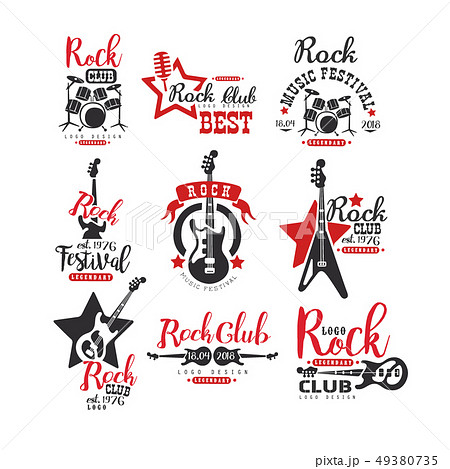 Rock Club Logo Design Set Label For Music のイラスト素材