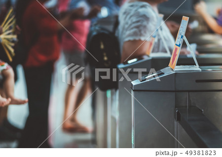 Many Tourists at pedestrian access control flap Many Tourists at pedestrian access control flap 49381823