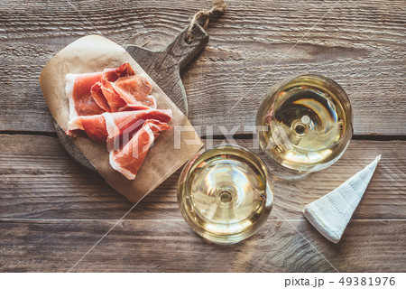 Two glasses of white wine Two glasses of white wine 49381976