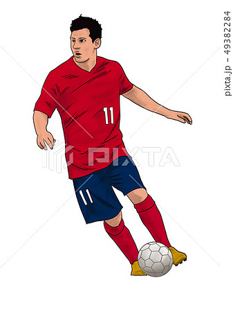 サッカー選手赤11番のイラスト素材