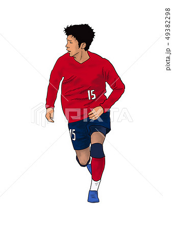 サッカー選手赤15番のイラスト素材