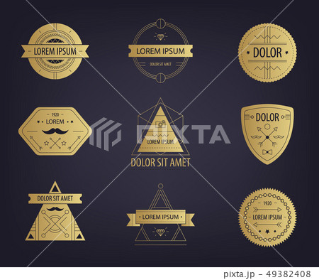 Vector set of abstract hipster golden labels, logos, badges, stamps. Vector set of abstract hipster golden labels, logos, badges, stamps. 49382408