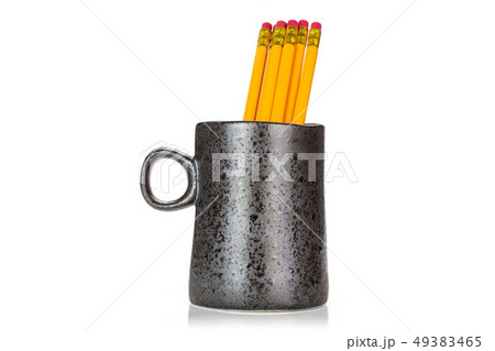 Yellow simple pencil isolated on white 49383465