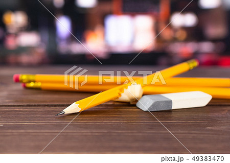 Yellow simple pencil with restaurant 49383470