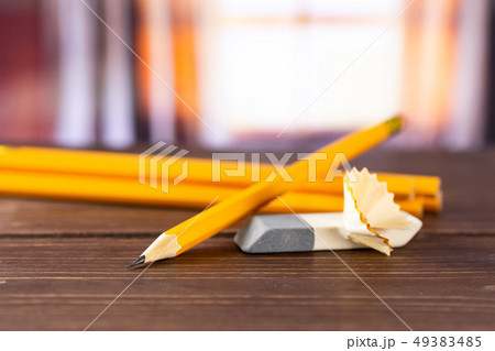 Yellow simple pencil with curtains Yellow simple pencil with curtains 49383485