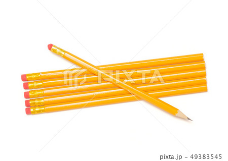 Yellow simple pencil isolated on white 49383545