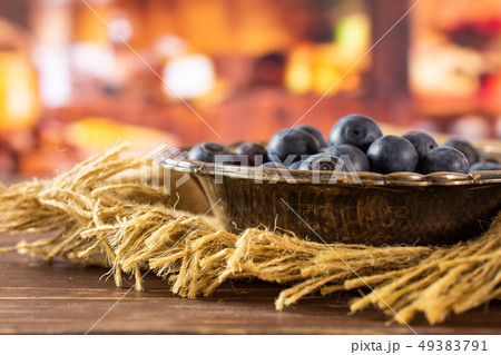 Fresh sweet blueberry with rustic kitchen 49383791