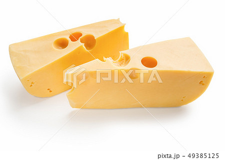 Cheese blocks on white 49385125