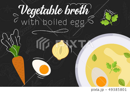 Soup recipe. Food in flat style. Flat style 49385801