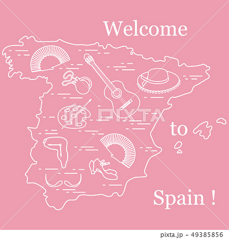 various symbols of Spain arranged in a circle various symbols of Spain arranged in a circle 49385856