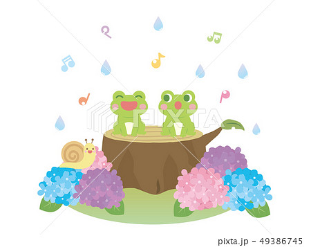 梅雨のイラスト カエルの合唱のイラスト素材