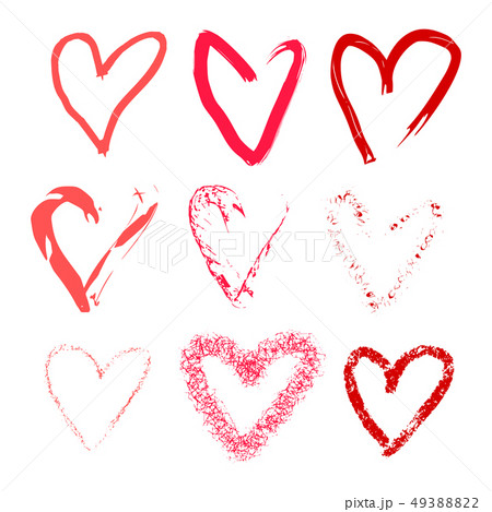 Hearts hand drawn set. Brush, marker, hatching Hearts hand drawn set. Brush, marker, hatching 49388822