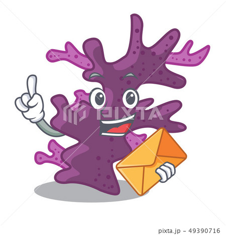 With envelope purple coral reef isolated with character 49390716