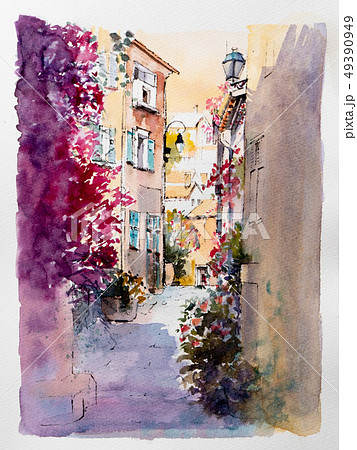 ヨーロッパの小さな村 ブーゲンビリア ヨーロッパの小さな村 ブーゲンビリア 49390949