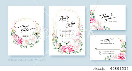 Rose wedding invitation card. 結婚式の招待状 Rose wedding invitation card. 結婚式の招待状 49391535