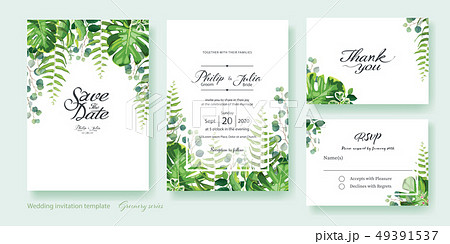 Leaves wedding invitation card. 結婚式の招待状 49391537