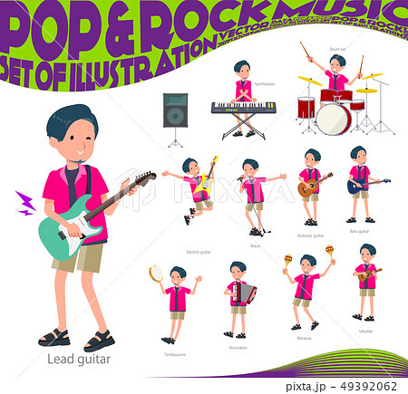 flat type pink shirt man_pop music 49392062