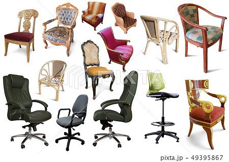 Isolated different set of armchairs on white background 49395867
