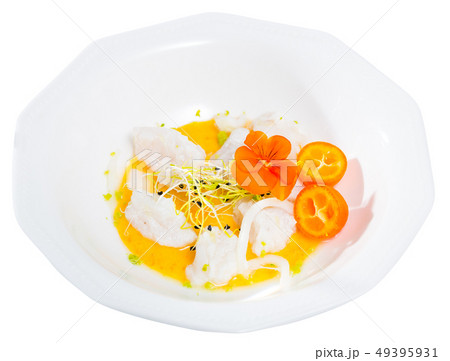 Codfish ceviche with avocado sauce 49395931