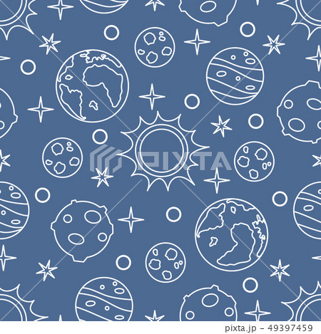 Seamless pattern with sun, planets, stars Space Seamless pattern with sun, planets, stars Space 49397459