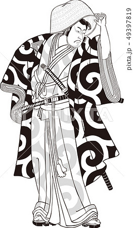 浮世絵 歌舞伎役者 その36 白黒 浮世絵 歌舞伎役者 その36 白黒 49397819