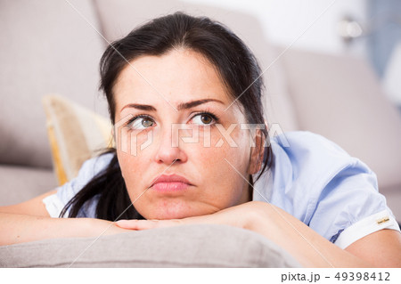 Gloomy adult female depression at home Gloomy adult female depression at home 49398412