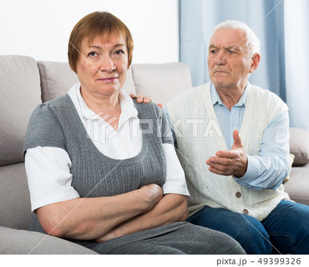 Elderly couple quarrel 49399326