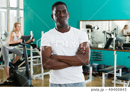 Cheerful African man at gym 49400845