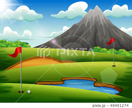 Golf course with beautiful landscape 49401274