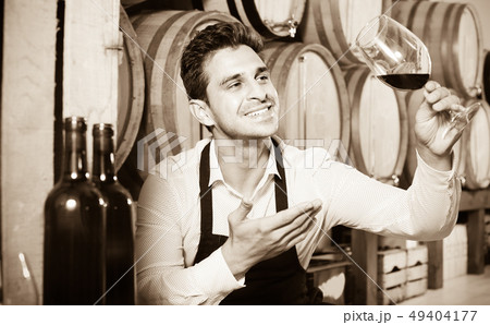 Male seller in wine store Male seller in wine store 49404177