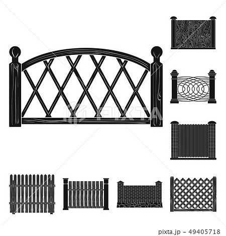 Vector illustration of gate and fence symbol. Set of gate and wall vector icon for stock. Vector illustration of gate and fence symbol. Set of gate and wall vector icon for stock. 49405718