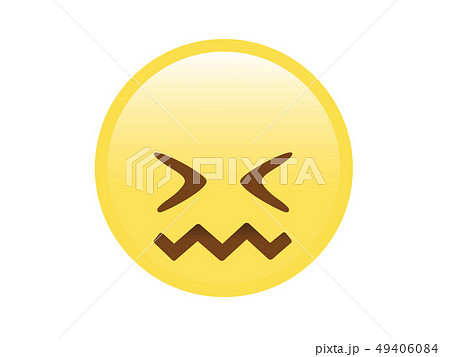 Yellow furious, upset, unhappy face, closing eyes 49406084