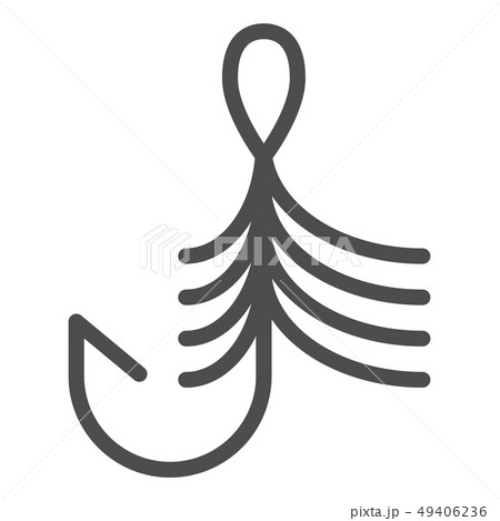 Fishing hook line icon. Bait vector illustration isolated on white. Fishhook outline style design Fishing hook line icon. Bait vector illustration isolated on white. Fishhook outline style design 49406236