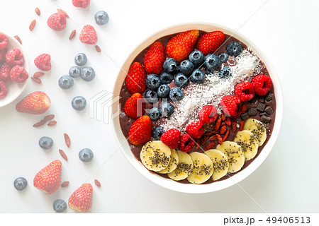 Top view, Acai Berry superfoods smoothies white Top view, Acai Berry superfoods smoothies white 49406513