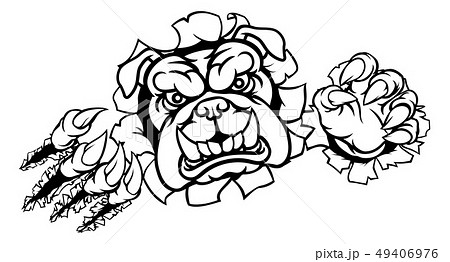 Bulldog Sports Mascot Tearing Through Backgroundのイラスト素材