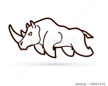 Angry Rhino attack graphic vector. 49407242