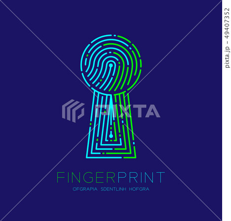 Keyhole shape Fingerprint scan pattern logo dash 49407352
