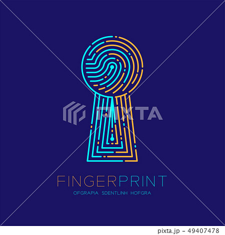 Keyhole shape Fingerprint scan pattern logo dash 49407478