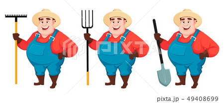 Fat Farmer Agronomist Set Of Three Posesのイラスト素材