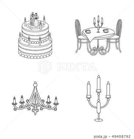 Vector design of candle and candlestick sign. Set of candle and church stock vector illustration. 49408792