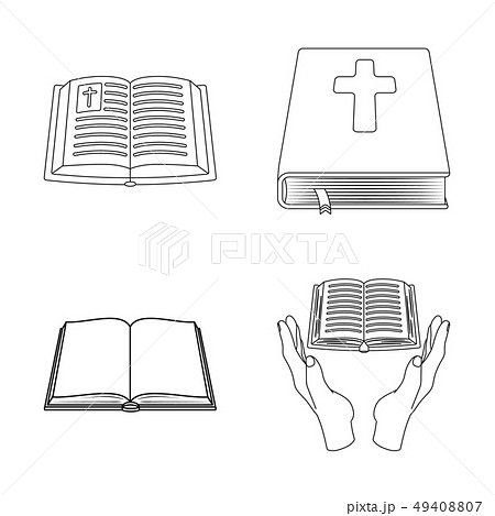 Vector illustration of book and christian icon. Collection of book and holy vector icon for stock. 49408807