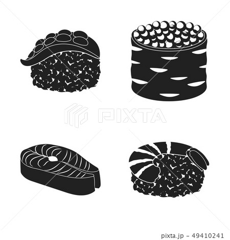 Vector illustration of sushi and fish icon. Set of sushi and cuisine stock symbol for web. Vector illustration of sushi and fish icon. Set of sushi and cuisine stock symbol for web. 49410241