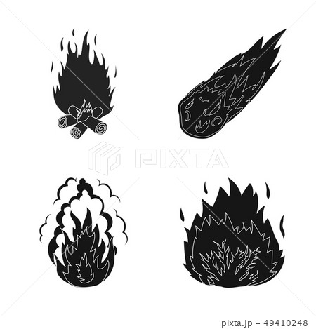 Vector illustration of fire and flame symbol. Set of fire and fireball vector icon for stock. 49410248