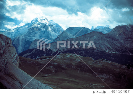 Scenic view of Italian Dolomites mountains Scenic view of Italian Dolomites mountains 49410407