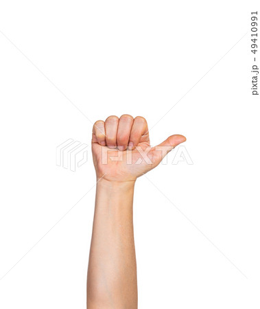 Male hand in fist with open thumb up in Like Male hand in fist with open thumb up in Like 49410991