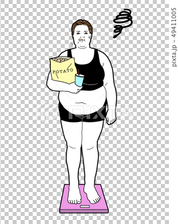 体重計に乗る肥満女性のイラスト素材