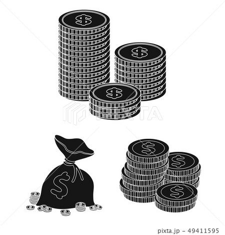 Isolated object of coin and treasure symbol. Collection of coin and money stock vector illustration 49411595