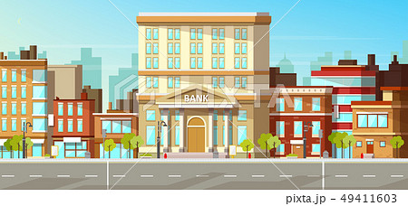 Modern city buildings flat vector background 49411603