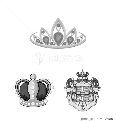 Isolated object of crown and royal logo. Set of crown and jewelry vector icon for stock. 49412480
