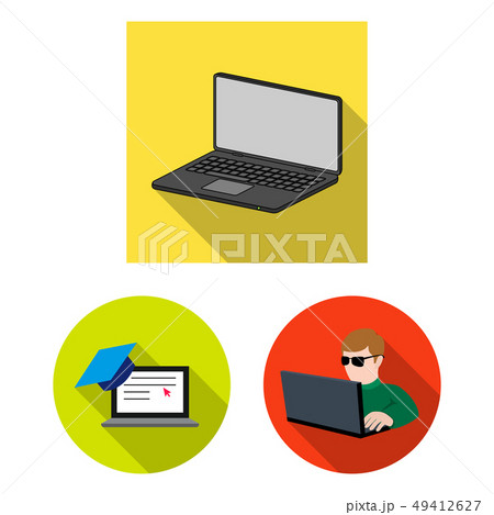 Isolated object of pc and screen symbol. Collection of pc and monitor stock symbol for web. 49412627